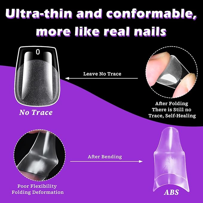 300pc Extra Short Coffin Nail Tips, Soft Gel Nail Tip XS Fake Nails Squoval Artificial Fingernail, 15 Sizes Full Cover Clear Press on Nail Short Coffin Acrylic Nails Tips for Nail Extension