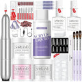 SAVILAND Acrylic Nail Kit with Drill: 15g White Pink Clear Acrylic Powder and Liquid Set with False Tips Nail Forms Brushes Primer Top Gel Manicure Tools Kit with Everything for Beginners Home DIY