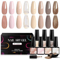 MTSSII Gel Nail Polish Set - 8 Colors Nude Gel Polish All Seasons Skin Tones Pink Neutral Brown Gel Polish Kit Soak Off LED Gel Nail Kit Manicure DIY Home
