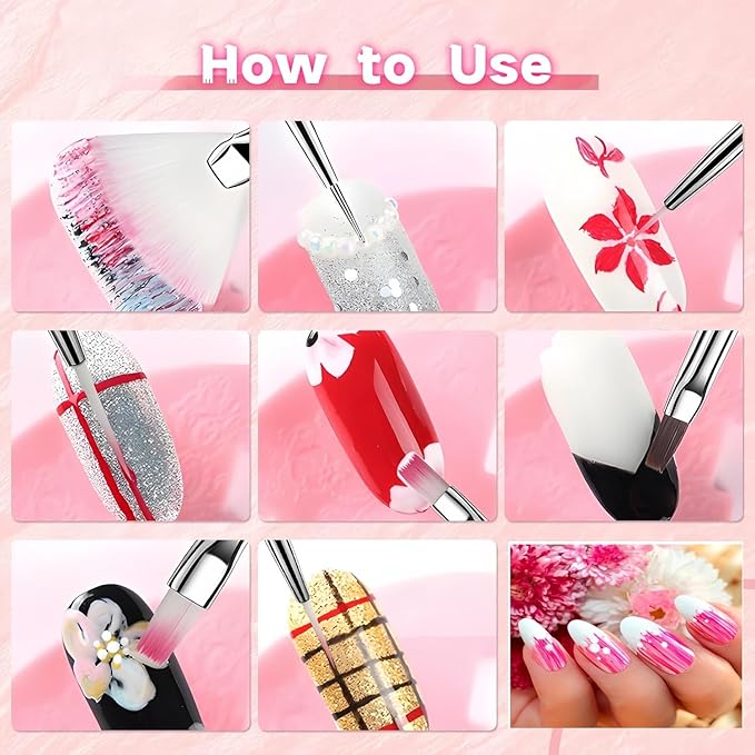Nail Art Tools Set – 15 Nail Art Brushes + 5 Dotting Pens with Nail Stand Holder – Professional Nail Design Kit for DIY Manicure & Salon Use