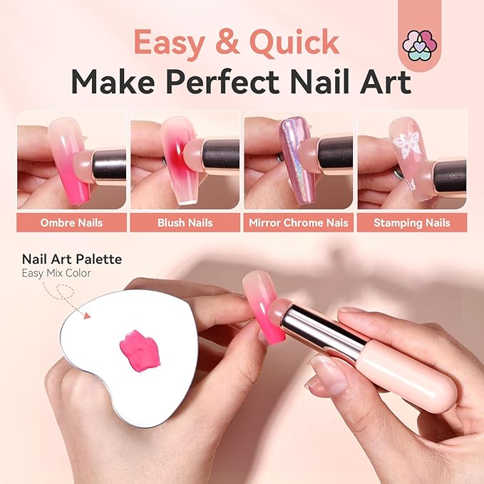 SAVILAND Silicone Ombre Nail Brush: 2PCS Reusable Chrome Nail Powder Applicator Brush for Ombre Aura Nails Ombre Nail Brush Nails Art Gradient Painting Brushes for beginners