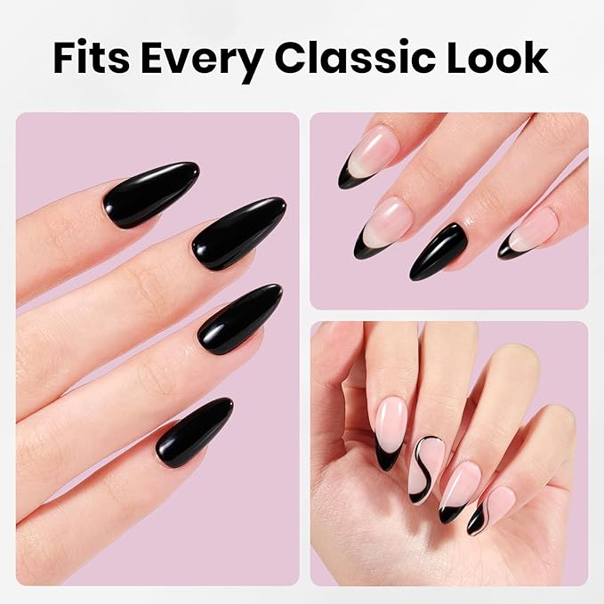 Beetles 10ML HEMA-Free Black Gel Nail Polish Kit with U V Light, 5 Pcs Black Gel Polish Set DIY Home Salon Portable Manicure Kit with Base &Top Nail File Coat Soak Off Gifts for Women Girls Teens