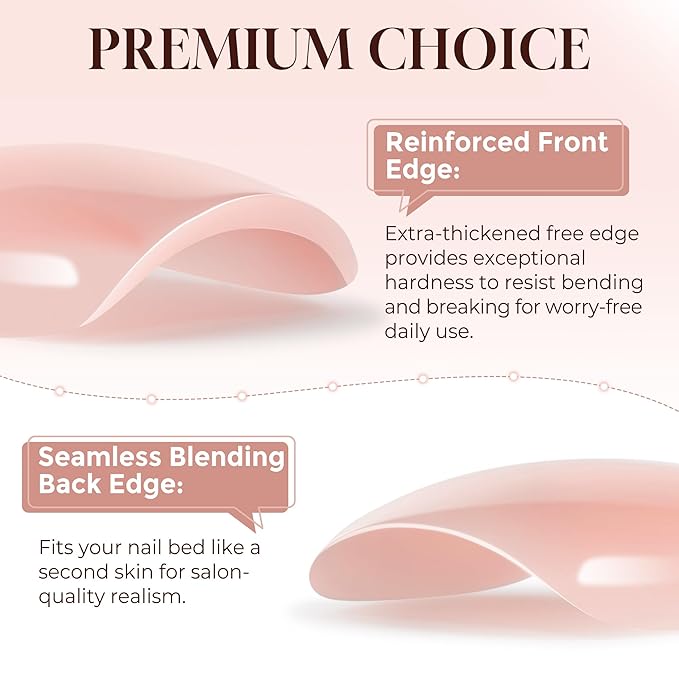 UNA GELLA Chrome Nude Press On Nails: Short Square Soft Gel Press Ons Kit with Nail Tips Glue on Nails, 16 Sizes - 32 Reusable Chrome Holographic Fake Nails Kit, Nude Pink