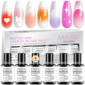 SAVILAND Dilution-Free Airbrush Gel Nail Polish Hema-Free: 20ml 0-Acetone 6PCS White Nail Polish for Airbrush Pure Formula No Clogging Gel Airbrush Paint for Nails Coverage for Ombre Nail Art Salon