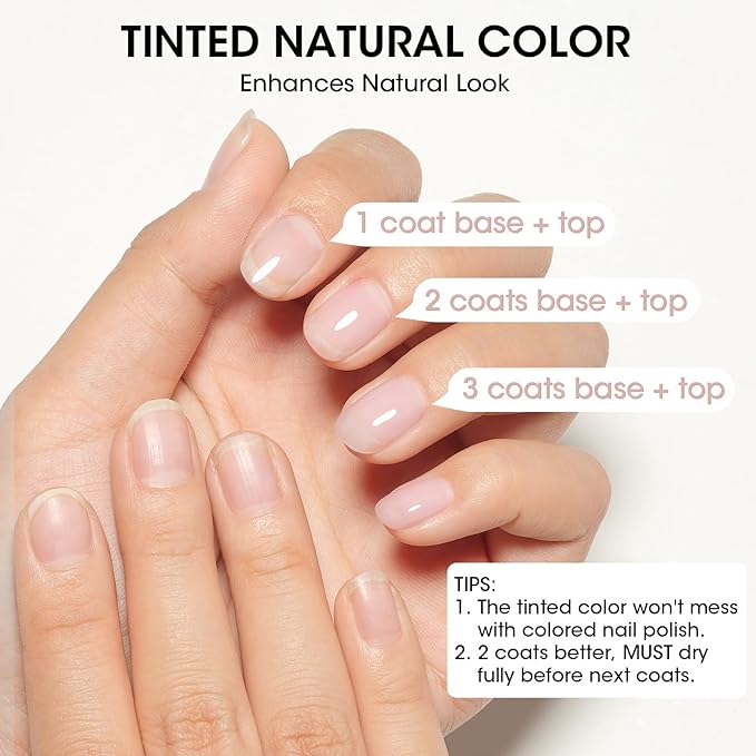 GELLEN Clear Nail Polish Ridge Filling Base Coat, Sheer Milky White Tint Ridge Filler For Nails, Smooth Strengthen Repair Damaged Dry Nails | Shea Butter, Vitamin E, Protein | Toxin HEMA TPO Free