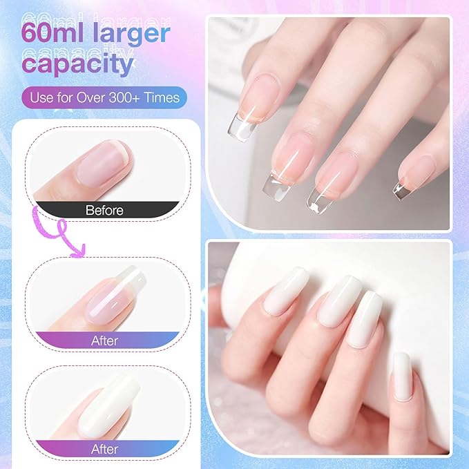 60g Solid Builder Nail Gel with 3D Sculpting Mold, Non-Sticky Hand Carving Gel for Nail Art Extension - Hard Gel for DIY & Salon, UV/LED Cured, Large Capacity (Pearl White)