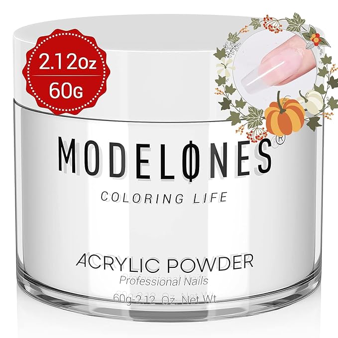 Modelones Acrylic Powder, 2.12oz Transparent Professional Clear Acrylic Nail Powder for Nails Extensiosn French Naisl Art 3D Flowers, Carving, Beginner-Friendly