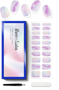 Semi Cured Gel Nail Strips - UV Light Gel Nail Stickers - 20 Long Lasting Salon Quality Wraps (Aurora Petal Purple)