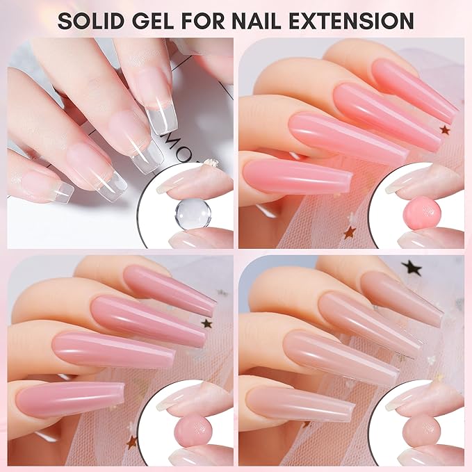 Makartt 3D Sculpting Gel: 3D Gel Nail Art Non-Sticky Carving, Multi-Functional Solid Gels Builder for Nails Starter Kit, Clear Nude Pink 4 Colors for Extension, Molding Hard Gels DIY Manicure