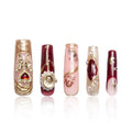 LOVFUL Press on Nails Verona Handmade Curve | Handmade with Full Covered Crystals | Reusable Fake Nails | Square Mid length 1.7in | H186-L