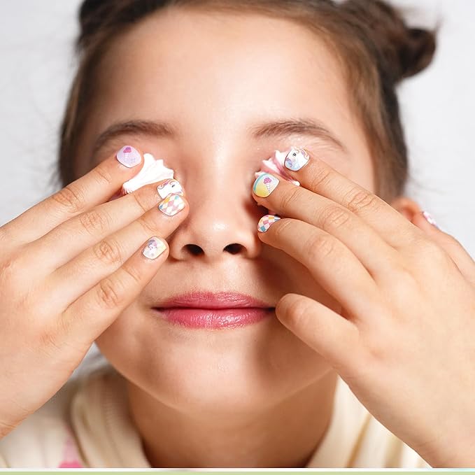 DANNI & TONI Kids Gel Nail Strips Unicorn Rainbow Moon and Stars Salon-Quality Peel & Stick Manicure for Children (Age 6+)– Safe, Long-Lasting, Easy to Apply | Unicorn Dash