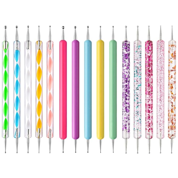 15 PCS Nail Dotting Tools Nail Art Tools Kit, Gel Polish Acrylic Nail Tools, Nail Design Tools Nail Dotting Pen for Nail Art