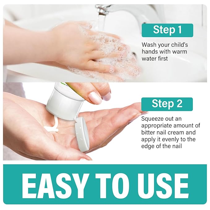Nail Biting Treatment for Kids, Nail Biting Prevention, Effective Bitter Taste Help Stop Thumb Sucking, Safe Plant-Based Formula Nail Care Cream for Children and Adults