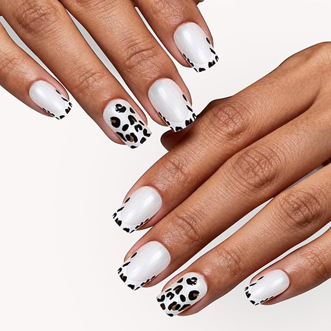 6 Packs (144 Pcs) | Reusable Press on Nails | Stick on Nails 12 Sizes-6 Styles | Leopard print style