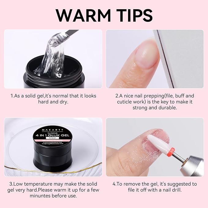 Makartt 3D Sculpting Gel Kit: 30g Clear 3D Nail Art Gel Non-Sticky Carving Molding Extension Builder Painting Solid Glues for DIY Manicure, Molding Hard Gels with Gold & Silver Chrome Powder
