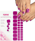 32 Pcs Semi Cured Gel Toe Nail Strips Berry Pink Gel Nail Stickers Full Cover Nails Wraps Self Adhesive Toe Nails Polish Strips Stickers for Women UV/LED Light Required