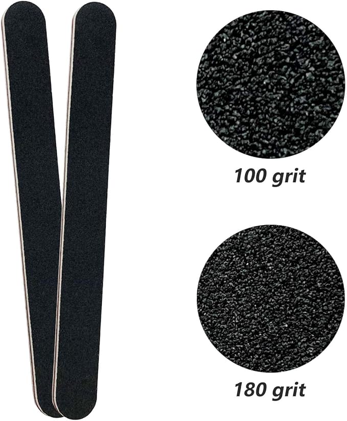 Nail File, 40 Pack Black Nail Files, 100/180 Grit Double Sides Professional Manicure Tools Kit Nail Buffering File for Home Salon