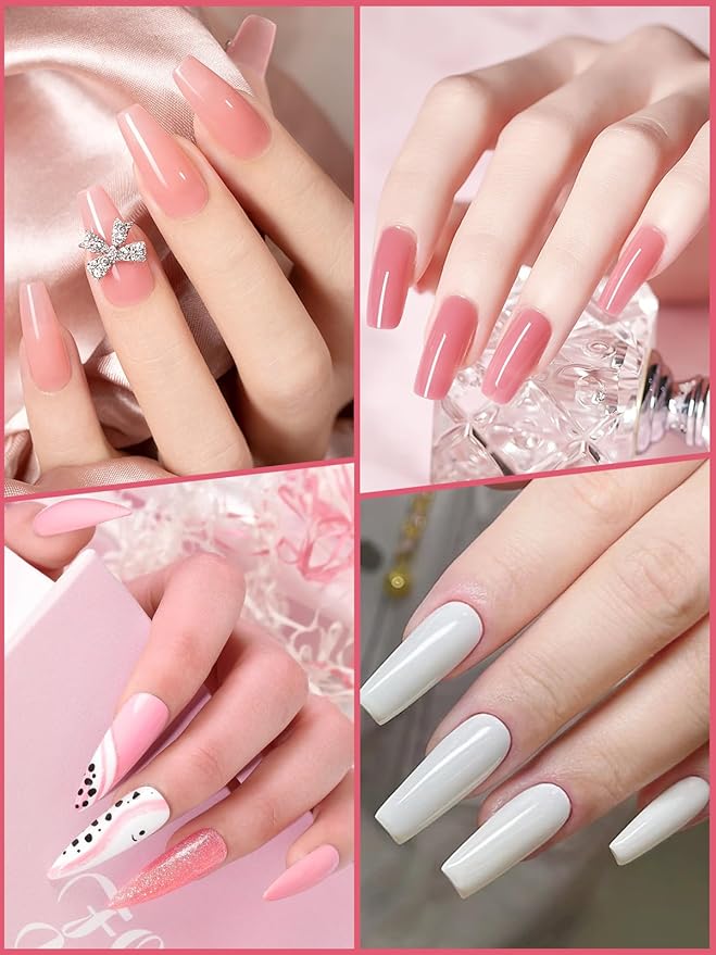 EBANKU Solid Builder Gel for Nails- 6 Colors Hard Gel for Nails Kit White Pink Solid Sculpture Gel Non-Sticky Modeling Gel Nail Extension with 3D Silicone Mold for Mother Day's Carving