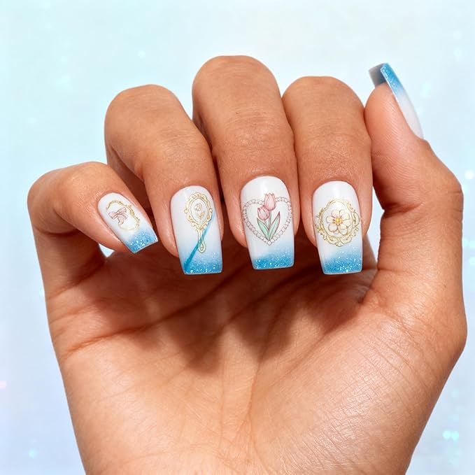 PH PandaHall 3pcs Tulip Nail Stamping Plate Vintage Mirror Nail Art Templates Picture Frame Manicures Image Plates Flower Nails Art Stencils Nail Stamper for Women Print Manicures Salon Design