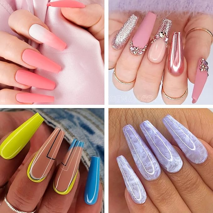 UNA GELLA Gel Nail Tips Coffin - Long Coffin Ballerina Nails Tips Half Cover Ballerina Acrylic Fake Nails 216PCS Falese Nail Tips for Nail Extension 12 Sizes Home DIY Salon