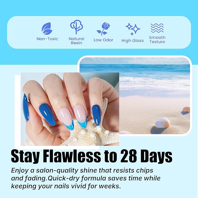 JR Blue Gel Nail Polish Set, 16ml Full Size Bottle 6 Colors Blue 9D Cateye Glitter Nail Gel Polish Gift Soak Off Led Nail Art Kit Salon DIY Colorful Bottle I