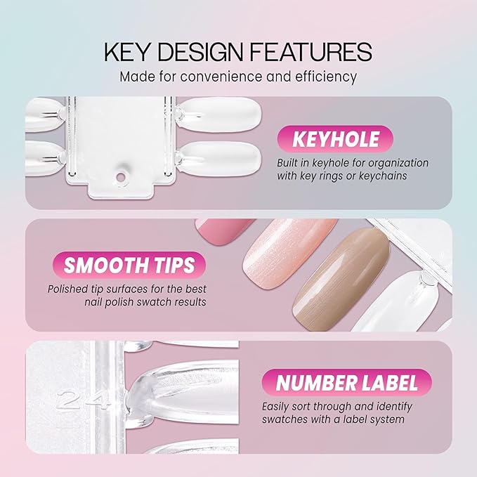 10 Palettes Beauticom 36 Nail Tips Display Board for Nail Art Design Pattern Practice and Swatch Nail Polish Colors (36 Tips Palette (Clear), 10 Pieces)