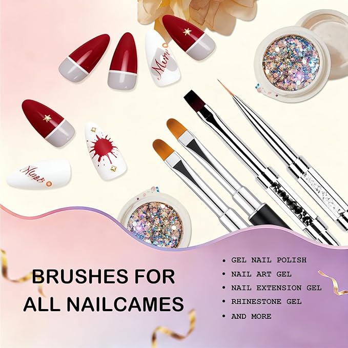 Dual-Ended Gel Nail Brush Set - Nail Sculpting Tool for Poly Extension, Sculpture Gel - Polygel Brushes Manicure Design Kit for Salon & DIY Use, 2Pcs Diamond