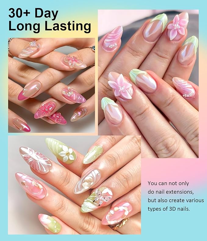 Solid Builder Gel for Nails LEDSUUEI - 2 Color Clear Pink 3D Nail Gel Sculpting Non-Sticky Hand Carving Glue Extension for Manicure Salon Home Decoration DIY 20g