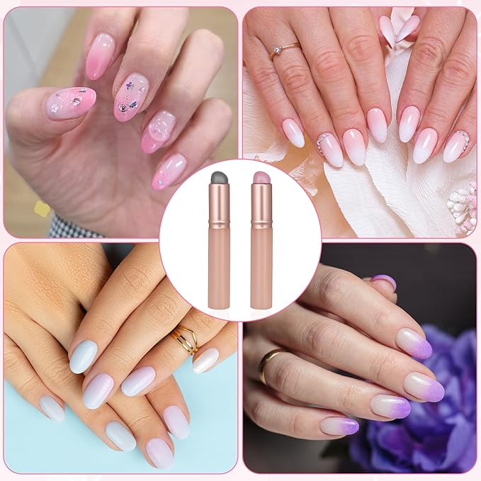 2PCS Ombre Nail Brush, Reusable Silicone Nail Gradient Brush Tools, Nail Painting Ombre Brushes, Nail Art Brushes for Ombre Nail, Gel Polish, Chrome Nail, Manicure DIY Tool