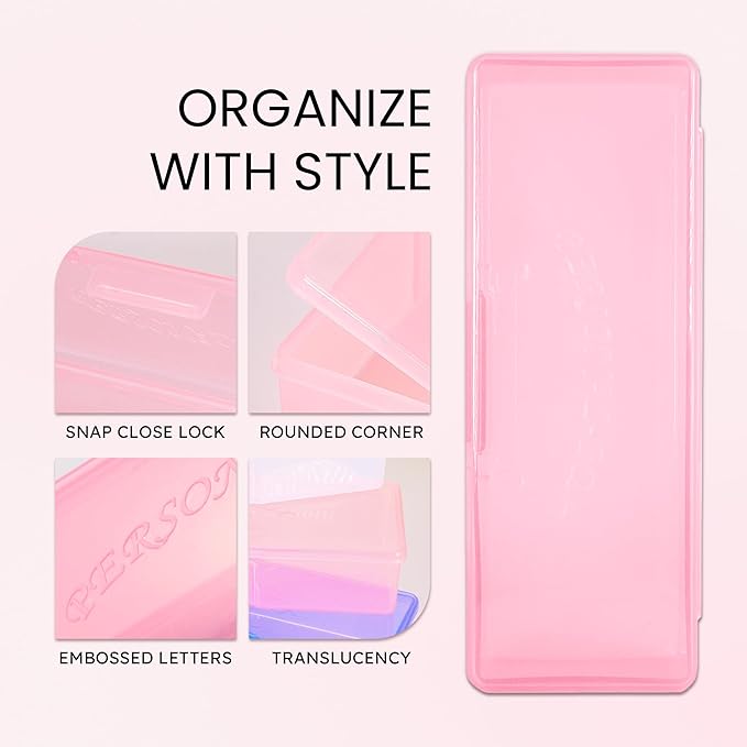 Beauticom Personal Box Storage Case for Professional Manicurist Nails Pedicure (Large Size) (40 Pieces, PINK)