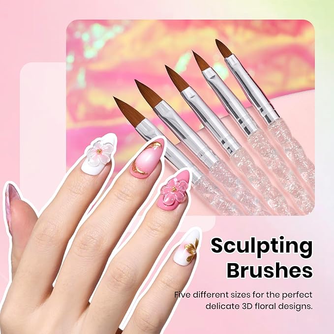 Beetles Nail Art Brushes 25pcs - Confetti Nail Art Pens Daul Ended Dotting Tools Striping Liner Brushes for Nails Flower Sculpting Tools with Palette Brush Holder DIY Home Salon Manicure Design Set