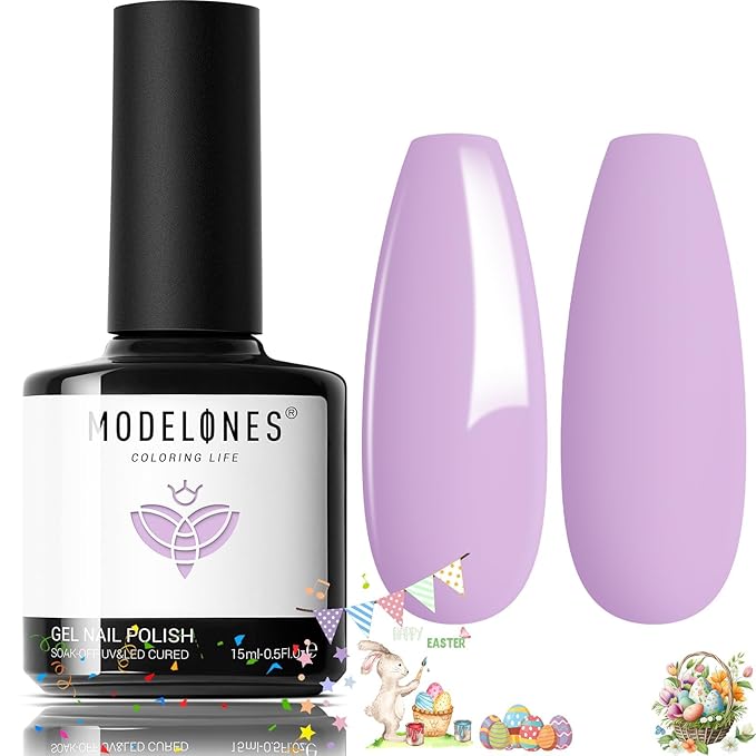 modelones Purple Gel Nail Polish Purple Gel Polish Lavender Periwinkle Nail Polish Soak Off U v LED Pale Macaron Colors Summer Nail Art DIY Manicure at Home Gift for Women 15 ML