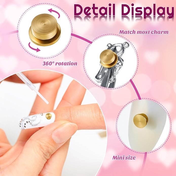 Leelosp 30 Pieces Spinning Nail Charms Nail Art Rotating Charm Bearing Art Tool Rings Jewelry Rotating Tools 3D for Women Girls Crafting Jewelry Accessories