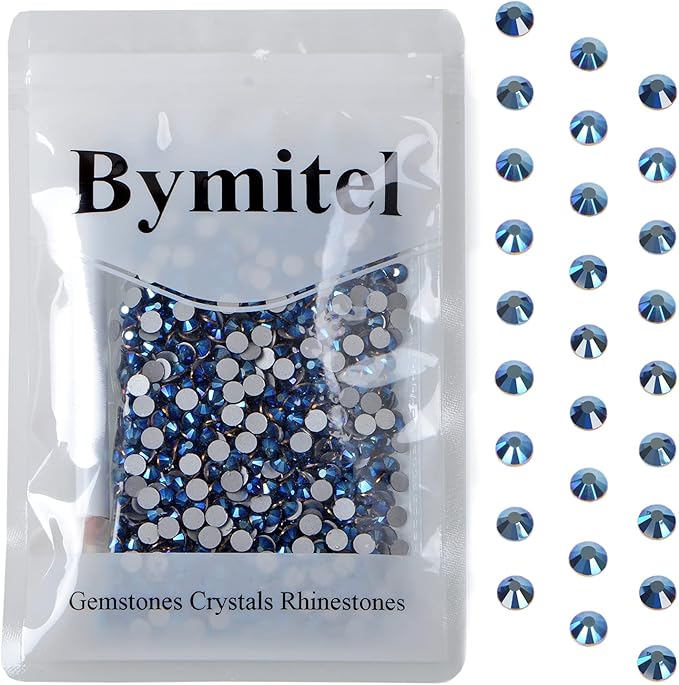 288PCS Art Nail Rhinestones Non Hotfix Glue Fix Round Crystals Glass Flatback for DIY Jewelry Making with one Picking Pen (ss30 288pcs, Mine Blue)