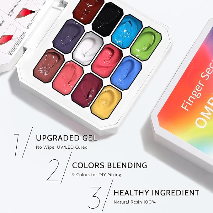 Sponge Pat Gel Nail Polish Palette, 12 Colors Blending Ombre Gel Polish Gradient Painting Nails Art, No Wipe, UV/LED Cured (12 Colors D)