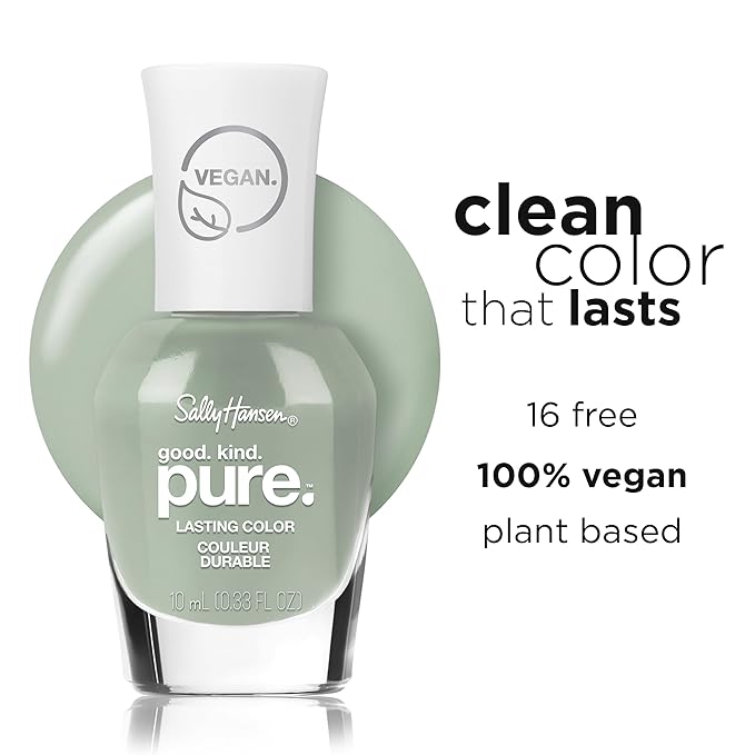 Sally Hansen Good. Kind. Pure. Nail Polish | Plant-Based, Vegan, 16-Free Formula | Opaque, Shiny | 367 Moss Mosaic | Olive Green Nail Color