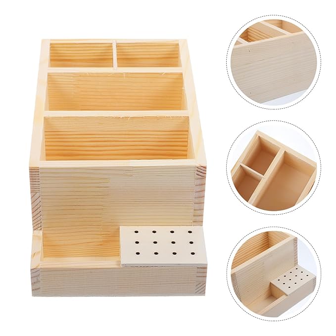 Beaupretty Box grinding head storage box name cards holder nail tool storage case nail salon drill bits container nail tool display stand makeup brush nail bit wooden drill rig manager