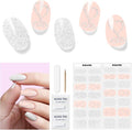 Semi Cured Gel Nail Strips,28 Pcs Gel Nail Stickers Wraps (Glitter Heart),Long Lasting Polish Strips with UV Light, Easy to Apply