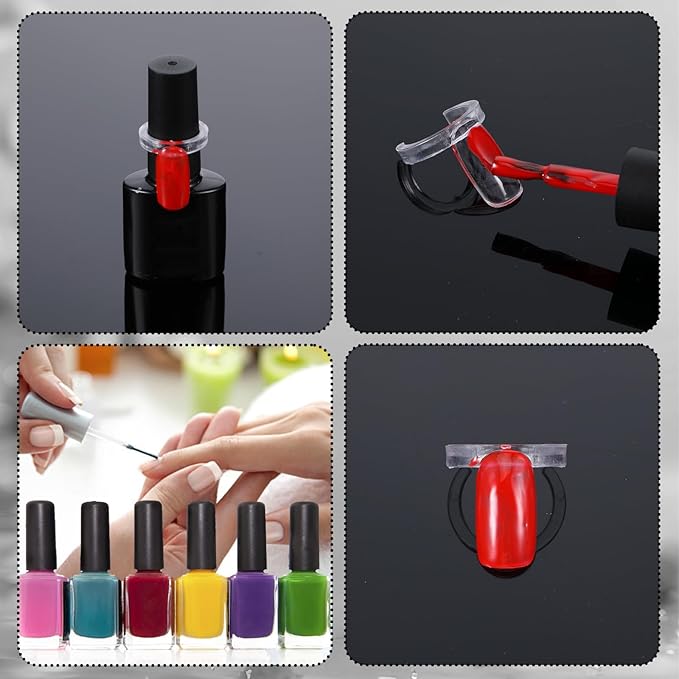 250Pcs Nail Rings Display, Reusable Ring Shape Nail Polish Display for Nails Art Polish Practice White Single Nails Color Swatches Professional Use or Beginner Exercises