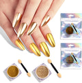 MelodySusie 2Pcs Chrome Nail Powder for Gel Nails,Metallic Mirror Effect Pigment Stylish and Technological Fine Glitter for Home DIY Salon Use
