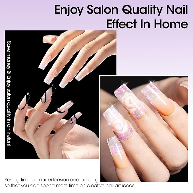 Gellen Tipex Nail Tips, 320pcs 16size Pre-builder & Pre-Etched Medium Square X Thicker Acrylic Gel Extensions Nail Tips, Builder Gel Press-on Nails for Flat Nails