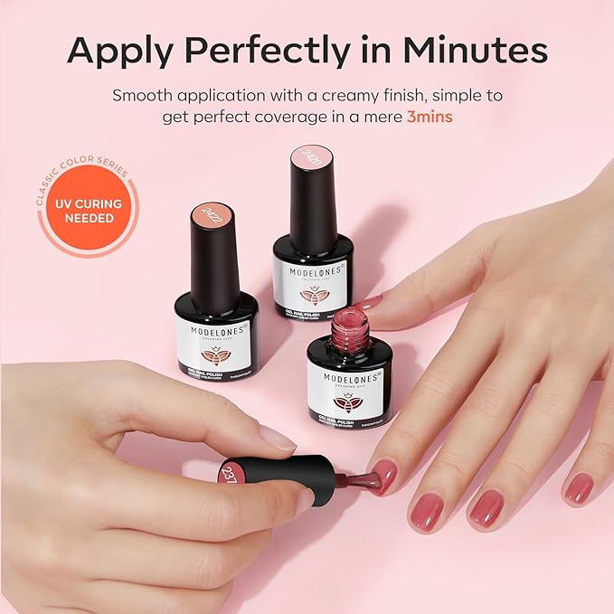 modelones Gel Nail Polish Set 6 Colors Nude Red Pink Brown Transparent Gel Polish Kit Neutral Clear Crystal Translucent Manicure Sheer Nails Art Trend Home DIY Manicure Gift For Women Girl