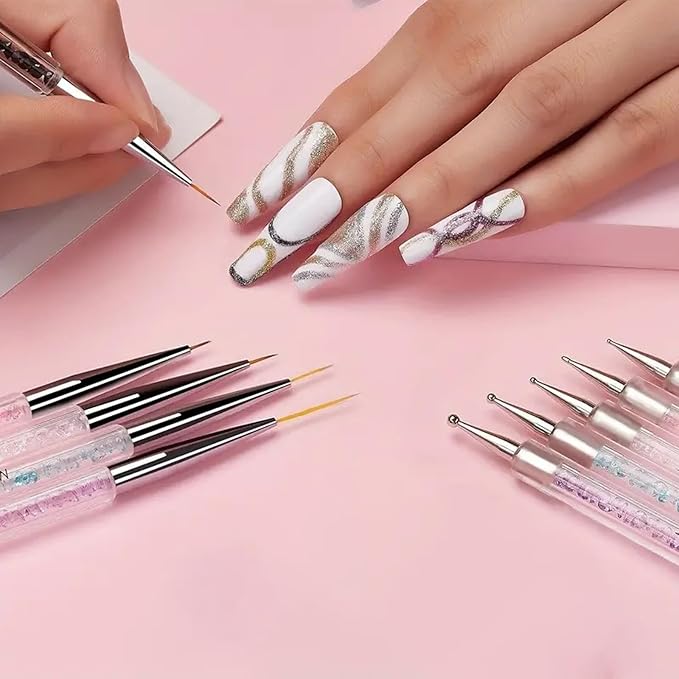 35 Pcs Nail Art Tools, Nail Stand for Painting Nails, Nail Art Brushes, Liner Pens and Dotting Tool, Press on Nail Stands, Nail Technician and Beginner's Nail Design Tool Kit