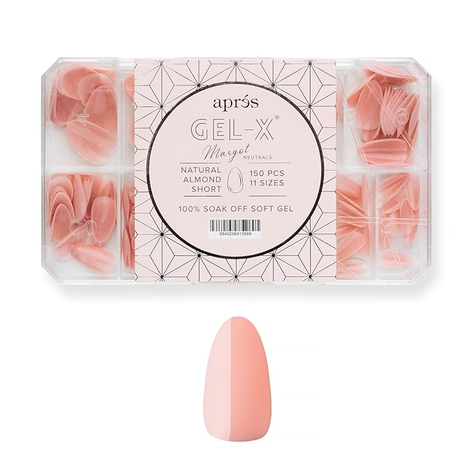 Apres Neutrals Gel-X Margot Box Of Press On Nails, 11 Sizes 00-9, Soft Gel Nail Tip Box (150pcs) (Almond Short, 150)