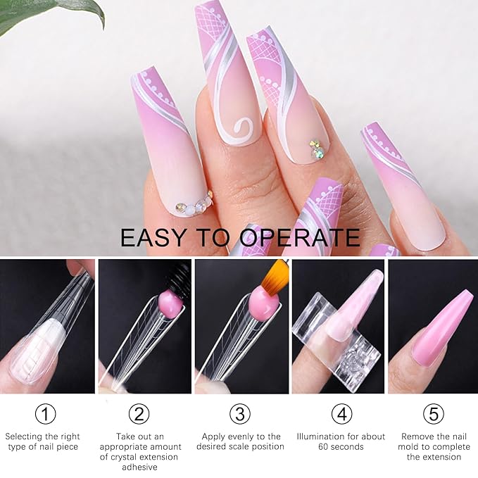 120 Pcs Poly Extension Gel Dual Nail Forms With Scale Builder Coffin Nail for Gel Manicure Art Design Salon DIY at Home (Long Ferrari Dual Forms Set)
