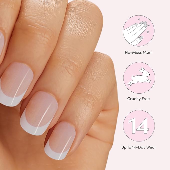 Dashing Diva Glaze Effects Nail Strip Set - Pearly Whites - Long Lasting, Chip Resistant, Semi-Cured Gel Nails - 4-Piece Manicure Set with 32 Strips
