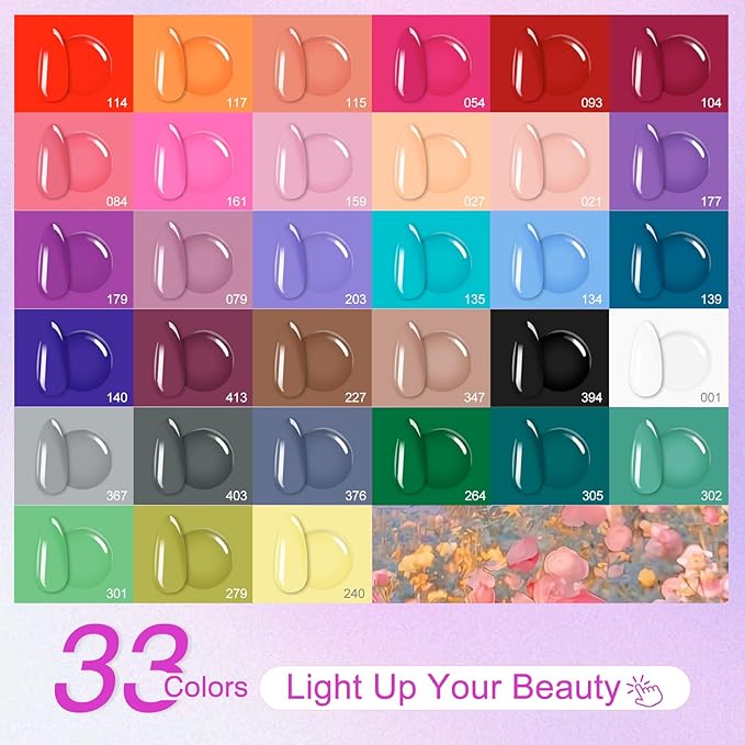 33 Colors Gel Nail Polish Kit With UV Light, 76 Pcs Nail Pink Nude Green Blue Gel Nail Polish Set 168W Nail Lamp, No Wipe Base Top Coat & Manicure Tools Starter Kit DIY Home Salon Gifts