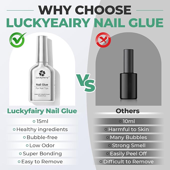 Gel Nail Glue Long Lasting: 2 Pcs 15ml Nail Glue Gel for Clear Acrylic Nails Tips 6 in 1 for False Nails Tips