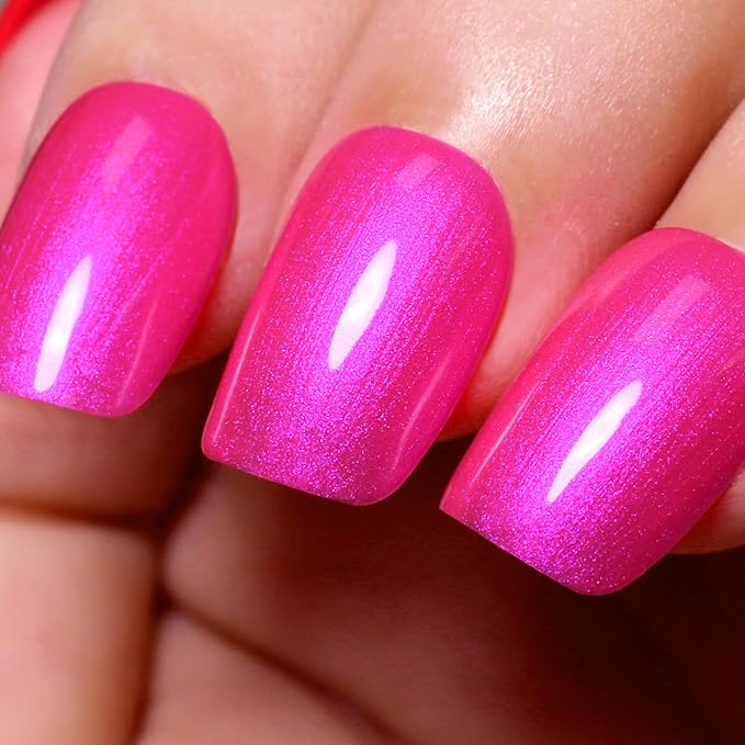 Pearl Gel Nail Polish,Hot Pink Glitter Gel Nail Polish Sparkle Shimmer Gel Glitter Nail Polish Fall Winter Soak off LED UV Gel Nail Polish for Art DIY Manicure 15ML