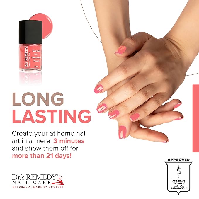 Dr’s Remedy Enriched Nail Polish: Non Toxic, All Natural, and Organic - Doctor Formulated: Strengthens, Restores, Heals, and Protects '24-Free' - GIDDY Grapefruit
